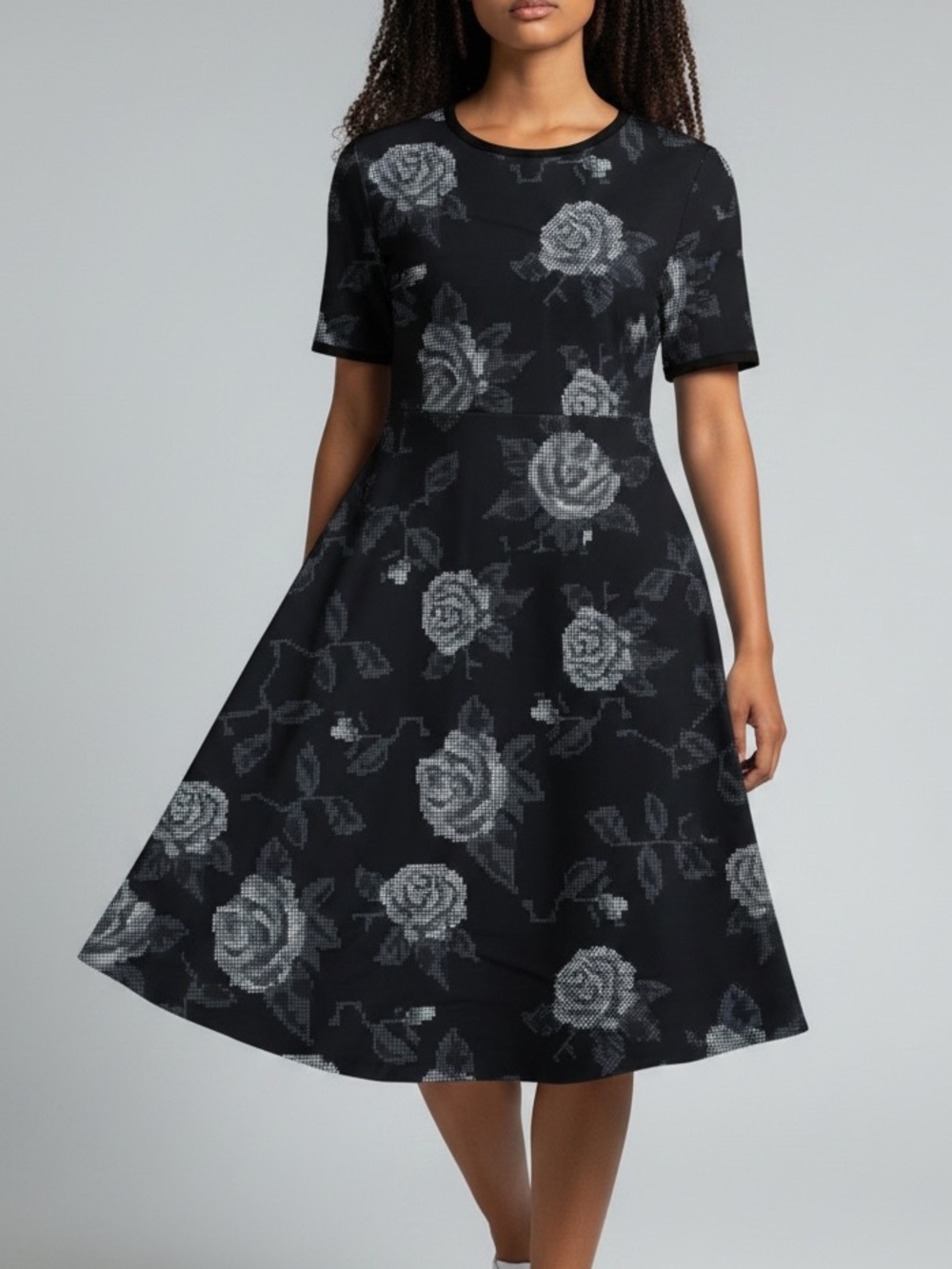NEW• Unique Digitized Roses Carly Swing Dress• M - Picture 4 of 17